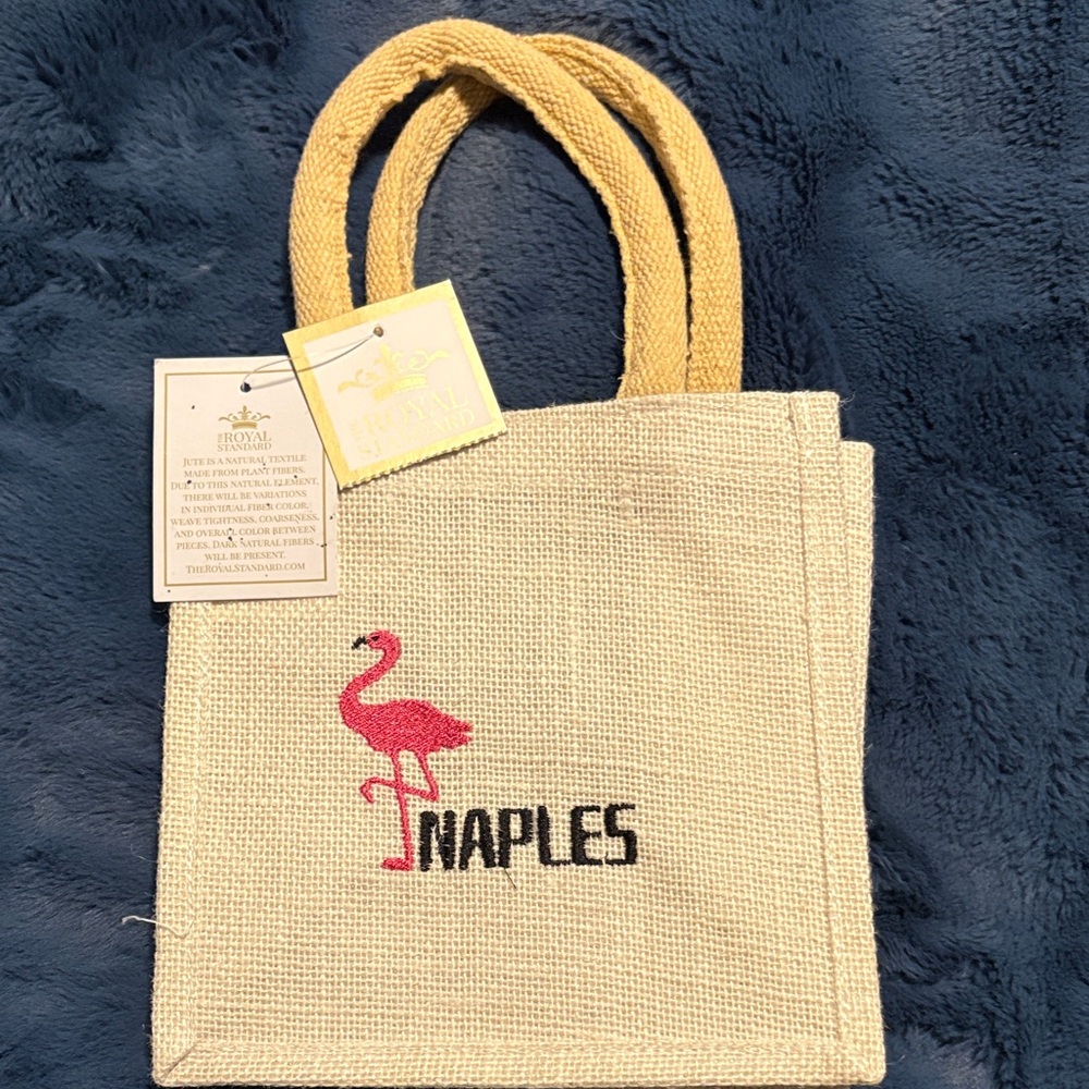 Naples Flamingo Tote Bag in Natural and Pink